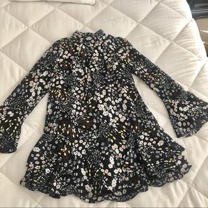 Parker Floral Print Keyhole Ruffle Shift Dress XS